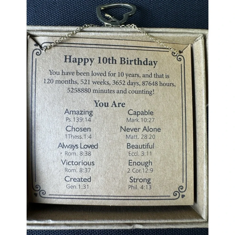 ESPVO Happy 10th Birthday Necklace 14K GoldPlated Heart & Cross Girl Gifts